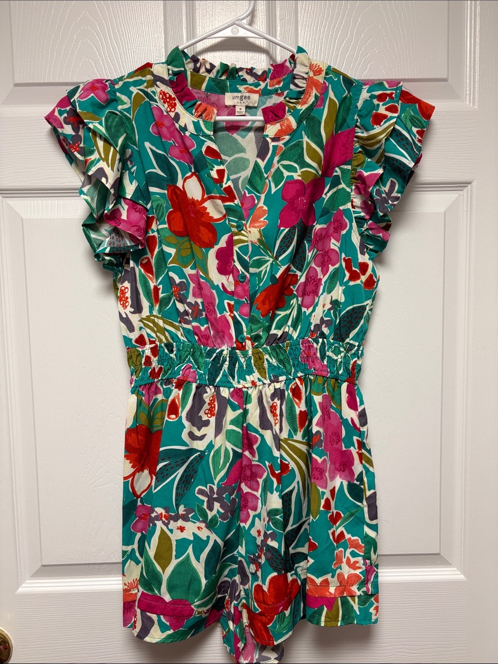 Umgee Wild Love Emerald Green Floral Romper